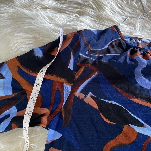 Nine West long sleeve v neck button up navy blue black red blouse shirt sz XS - Picture 12 of 17